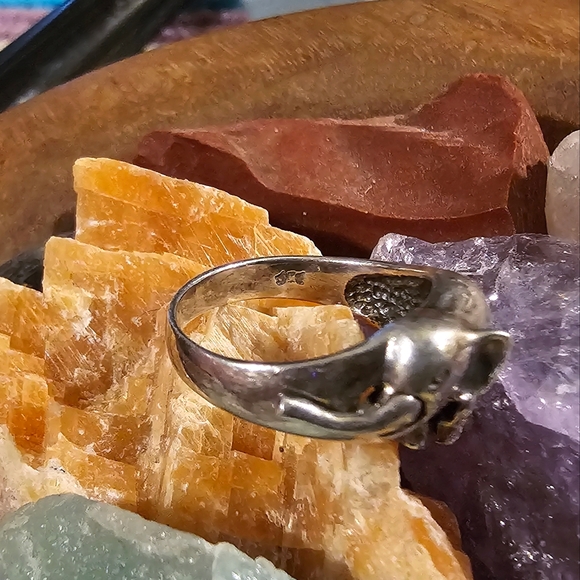 Vintage Stamped Sterling Silver Elephant Articulated Hinged Trunk Legs Ring 5½ - Picture 11 of 16